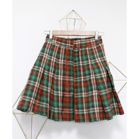 Vintage 80s Brown & Green Plaid Skirt 📚 High Waisted Dark Academia - Picture 4 of 5
